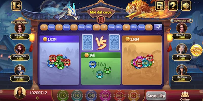 Chia bài trong game Rồng Hổ